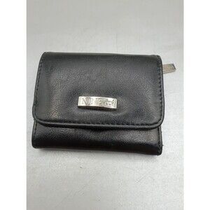 Nine & Co. faux leather small folding wallet featuring a front flap and a Snap